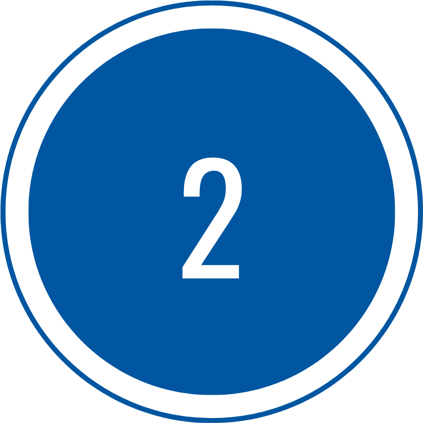 Blue circular badge showing the number 2, indicating Step 2